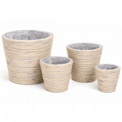 Flower pot Miguel rattan gray 27 cm set of 4