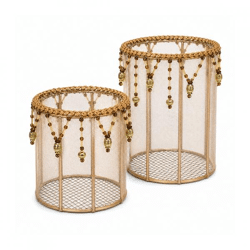 Dekotablett Bohemian braun/gold 14 cm 2er Set