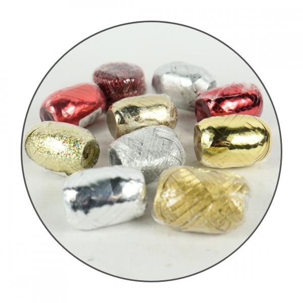 Decorative ribbon metallic gold/silver/red 10 and 20 meters assorted