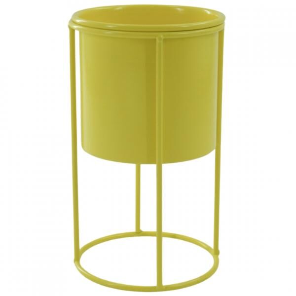 Housevitamin flower pot on stand metal yellow 19 cm