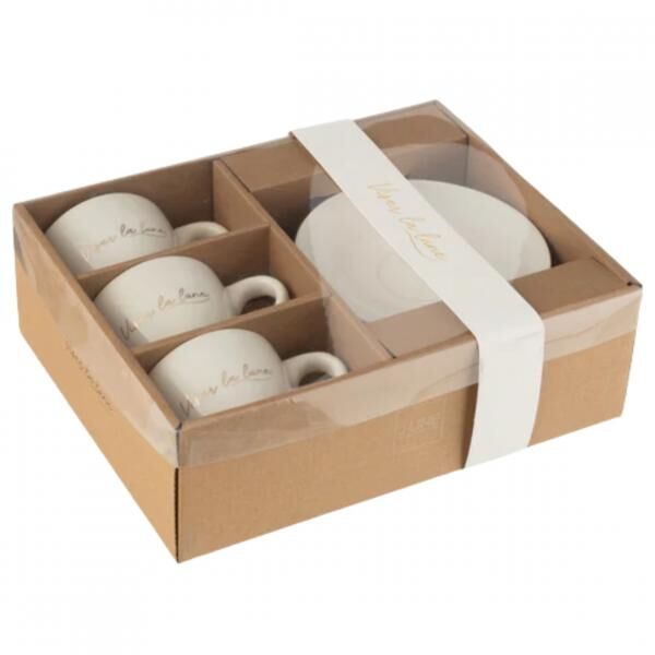 J-LINE Espressotasse mit Untertasse 15 cm 6er Set