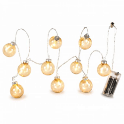 J-Line Lichterkette LED auf Batterie Glaskugeln amber 165 cm