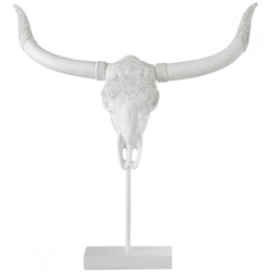 J-Line Totenkopf Hirsche auf Sockel weiß 55 cm