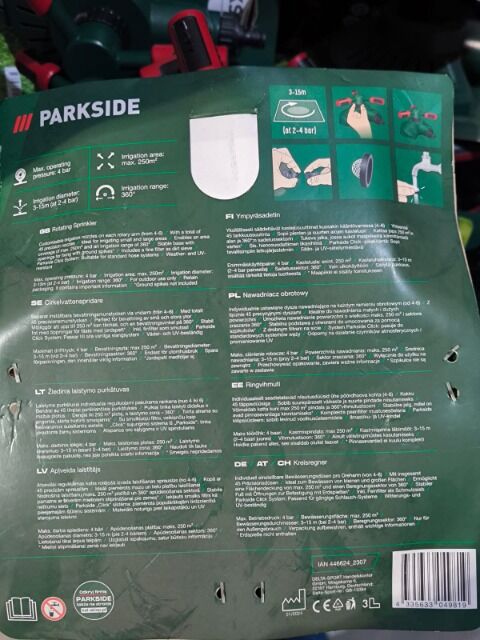 PARKSIDE Kreisregner mit Filter – 3–15 m Reichweite, bis 250 m²