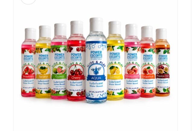Power Escorts - 9 Bottles Pack 200 ML Water Based Lubricant Slide & Play Personal Lube - 9 FLAVOURS