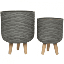 (R) Decoris Blumentopf auf Sockel Outdoor grau 38 cm 2er Set