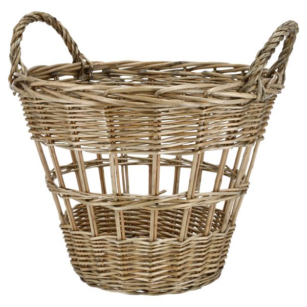 Rattan basket with handles, approx. 39x30cmH