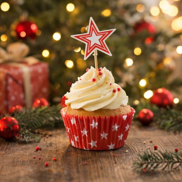 Sorbo Cupcake-Form und Topper rot Satz von 24 Stück