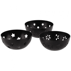 Teelichthalter/ Duftwürfelhalter Bernstein Metall schwarz 7,5 cm 3fach sortiert