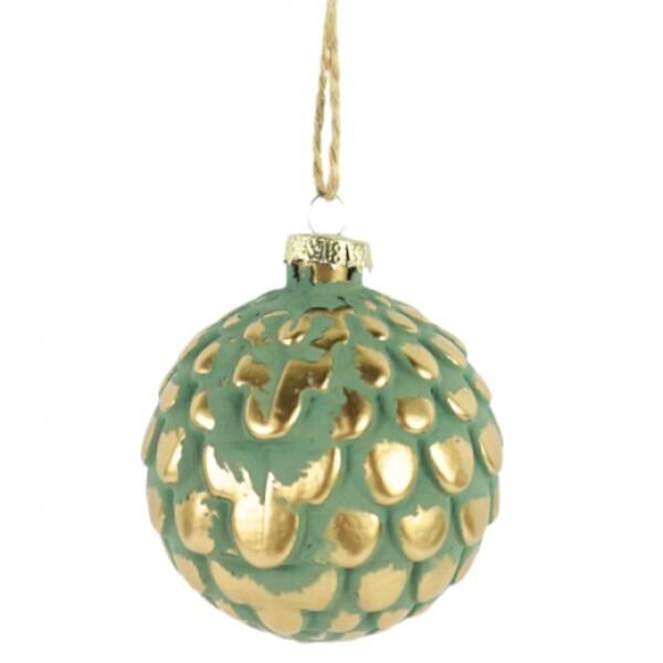 Wilko Weihnachtskugel grün/gold Glas 8 cm