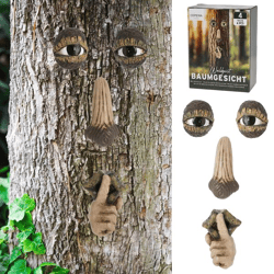Tree face, forest spirit, 4-piece, outdoor, approx. 9cmH