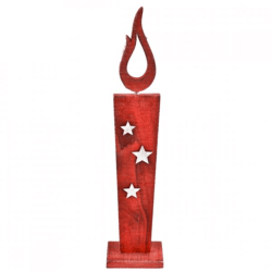 Statue Kerze LED auf Batterie Holz rot 36 cm