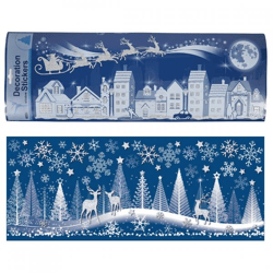 Fensteraufkleber Weihnachtsdorf 53 cm 2 Stück sortiert