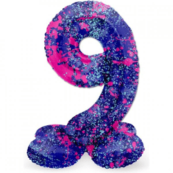 Folat foil balloon standing 9 Paint splash 41 cm