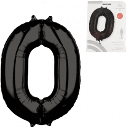 Foil balloon figure 0 black 66 cm