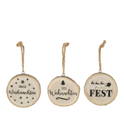 Hänger Holzscheibe Weihnachten, 3/s, ca.18cmD