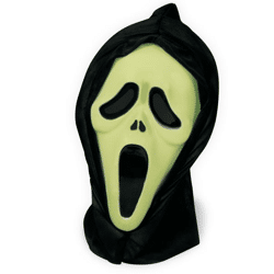 Halbmaske Geist mit Haube, nachtleuchtend - 1-teilig - Adult