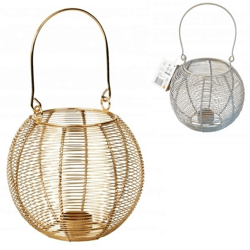 Lantern metal gold/taupe 18 cm 2 assorted