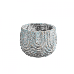 PTMD Blumentopf Rexin rund grau S 12 cm