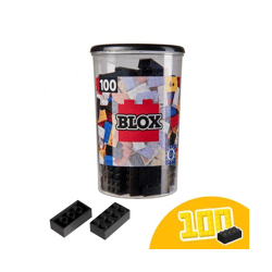 Simba 104118916 - Blox 100 black 8-piece building blocks in a tin (Androni)