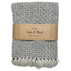 Take a Plaid 38 recycelte Baumwolle schwarz 130 x 180 cm