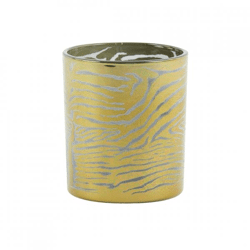 Teelichthalter Zebra grau/gold 10 cm