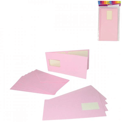 Invitation cards and envelopes pink 5 pcs.