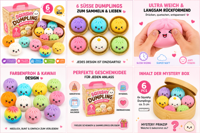 Squishy Dumpling Mystery Box – Virale Squishy Steamed Buns  10cm Anti Stress Spielzeug Kawaii Mochi Squishies – Cute Mystery Korb Ge
