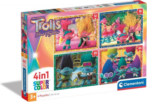 Clementoni 21527 - 4 in 1 Puzzle Supercolor - Trolls 3