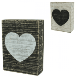 Dekoblock Holzherz schwarz/weiß 15 cm 2 Stück sortiert