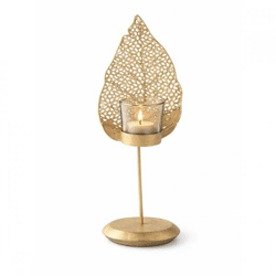 J-Line tea light holder Leaf gold colored 28 cm