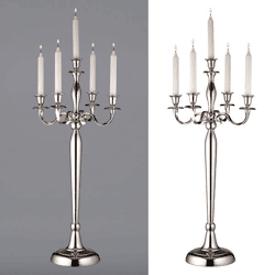 Candlestick 5 arm, silver, ca.80cmH