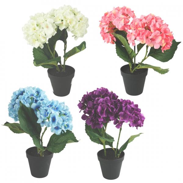 Künstliche Pflanze im Topf Hortensie 34 cm 4 sortiert