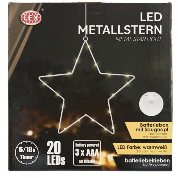 Lex Stern mit batteriebetriebenen LED-Leuchten weiß 30 cm