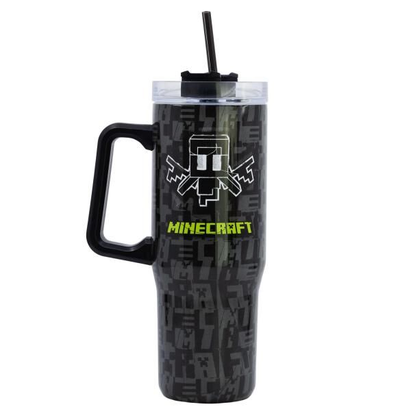 Minecraft Squared Pattern - Isolierter XL Wanderflasche aus Edelstahl - 940 ml