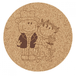Coaster cork married couple black 9,5 cm 4 pcs.