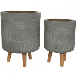 (R) Decoris Blumentopf auf Fuß Outdoor taupe 41 cm Satz von 2