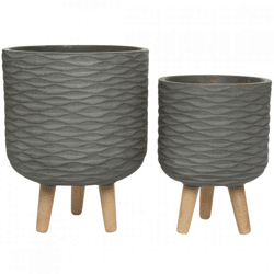 (R) Decoris Blumentopf auf Sockel Outdoor grau 38 cm 2er Set