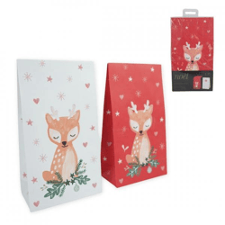 (R) Gift bags red/white 22.5 cm set of 6