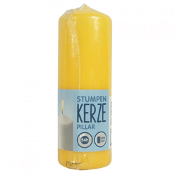 Stumpfe Kerze gelb 6 x 17 cm