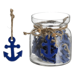 Pendant, anchor, blue, approx. 4x5.5cm