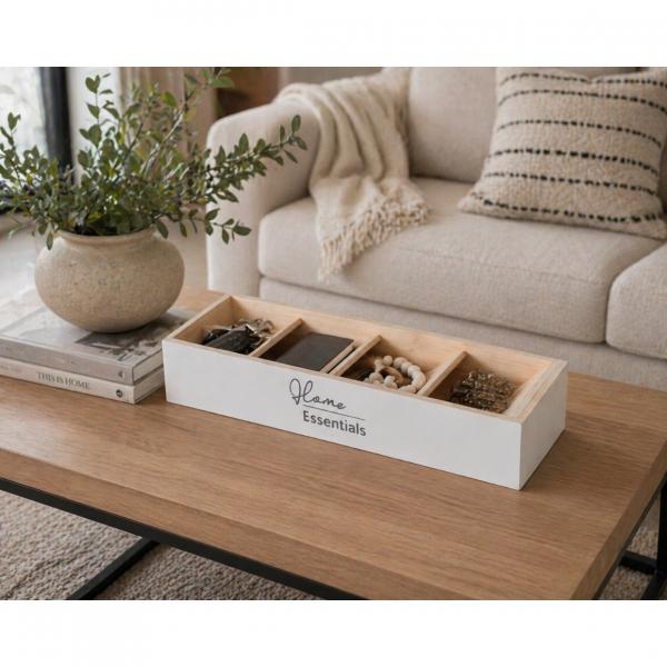 Aufbewahrungsbox mit Fächern weiß 40 cm
