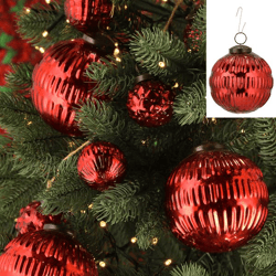Christmas tree bauble ornament, red, large, approx.10cmD