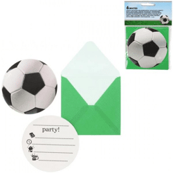 Einladungskarten Fußball 10 cm 6 Stück.