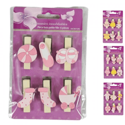 Holzpflöcke baby rosa 4 sortiert 6er Set