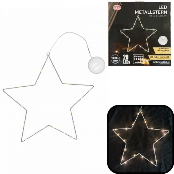 Lex Stern mit batteriebetriebenen LED-Leuchten weiß 30 cm