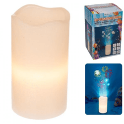 Aus der blauen LED Kerze Projektor auf Batterie weiß 15 cm