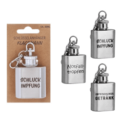 Key ring hip flask sayings, 3/s, approx. 30ml