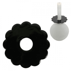 Stjernsund Kerzenring Loua Blume schwarz glänzend 9,3 cm