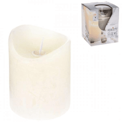 Stumpfe Kerze LED bewegliche Flamme auf Batterie Elfenbein 10 cm